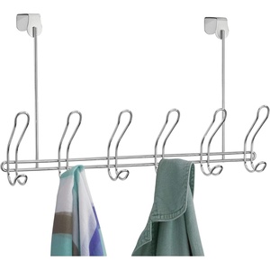 image:imageiDesign Classico Metal Over the Door Organizer 6Hook Rack for Coats Hats Robes Towels Bedroom Closet and Bathroom CopperChrome