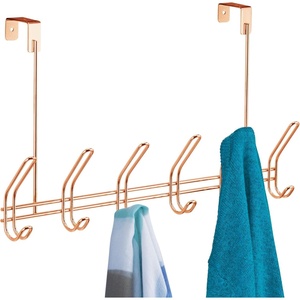 image:imageiDesign Classico Metal Over the Door Organizer 6Hook Rack for Coats Hats Robes Towels Bedroom Closet and Bathroom CopperCopper