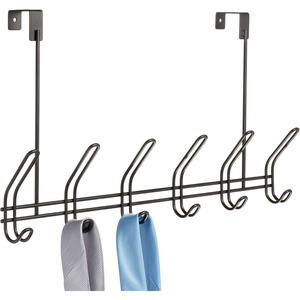 image:imageiDesign Classico Metal Over the Door Organizer 6Hook Rack for Coats Hats Robes Towels Bedroom Closet and Bathroom CopperMatte Black