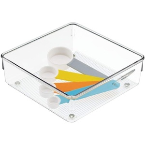 image:imageiDesign Linus Kitchen Drawer Organizer for Silverware Spatulas Gadgets  6 x 6 x 2 ClearPack of 1