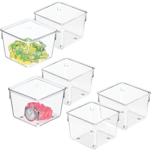 image:imageiDesign Linus Plastic Kitchen Drawer Organizer for Silverware Spatulas Cutlery Gadgets Office Supplies Cosmetics 4 x 4 x 3 Set of 2 Clear  Storage for Kitchen Storage for Bathroom Storage for Desk DrawersPack of 6