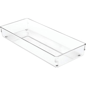 image:imageiDesign Linus Plastic Kitchen Drawer Organizer for Silverware Spatulas Cutlery Gadgets Office Supplies Cosmetics 6 x 15 x 2  ClearLarge