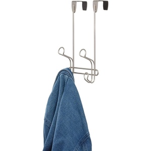 image:imageiDesign Ryland Steel OverTheDoor Triple Double Hook Storage Organizer Rack for Closets Bedrooms Bathrooms 1061 x 434 x 1039 SatinSatin