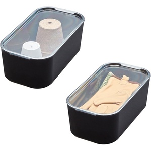 image:imageiDesign Short Inner Storage Bin with Lid Set of 2 The Wallspace Collection Clear BinShort