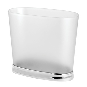 image:imageiDesign Slim Bathroom Trash Can FrostMatte Black  Small Plastic For Bedroom Office Desk or DormFrostBrushed Nickel