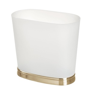 image:imageiDesign Slim Bathroom Trash Can FrostMatte Black  Small Plastic For Bedroom Office Desk or DormFrostSoft Brass