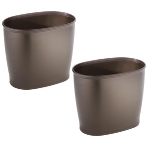 image:imageiDesign Slim Plastic Bathroom Trash Can White  Small Size For Bedroom Office Desk DormBronze