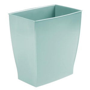 image:imageiDesign Small Plastic Bathroom Trash Can Navy Blue  Slim Rectangle For Bedroom Office DormSoft Aqua Blue