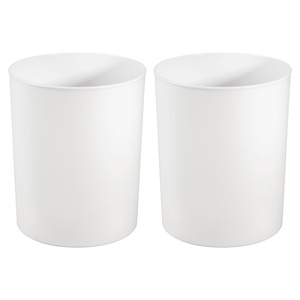 image:imageiDesign Small Round Plastic Trash Can White Set of 2  Ideal for Bathroom Ideal for Bedroom Ideal for Office