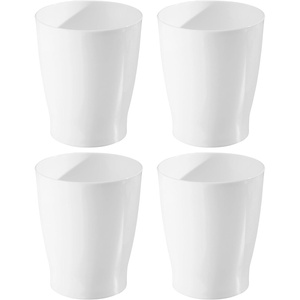 image:imageiDesign Small Round Plastic Trash Can White Set of 4  Ideal for Bathroom or Office Made in USA