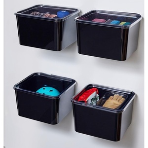 image:imageiDesign Storage Bin with Lid amp Wall Mount Bracket The Wallspace Collection  12 x 12 x 8 Clear Bin