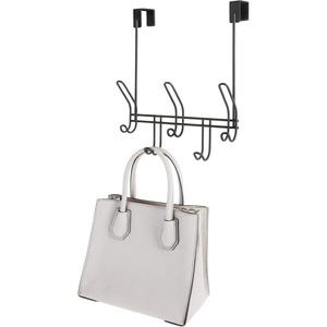 image:imageiDesign Weston Metal Over the Door Combo Rack Hooks and Bar for Coats Hats Scarves Towels Robes Jackets Purses 666x 1775 x 1373  Matte BlackMatte Black