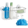image:imageInterDesign Reo Power Lock Suction Bathroom Shower Combo Caddy Basket for Shampoo Conditioner Soap  Stainless SteelCombo Basket
