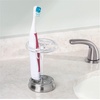image:imageInterDesign iDesign Divided Toothbrush Holder for Bathroom or Vanity  Set of 2  ClearMatte BlackClearBrushed