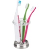 image:imageInterDesign iDesign Divided Toothbrush Holder for Bathroom or Vanity  Set of 2  ClearMatte BlackClearBrushed