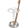 image:imageInterDesign iDesign Divided Toothbrush Holder for Bathroom or Vanity  Set of 2  ClearMatte BlackClearBrushed