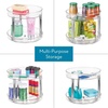 image:imageiDesign 9Inch Plastic 2Tier Lazy Susan Turntable Set of 2 ClearChrome  Kitchen and BathroomPack of 2