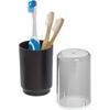 image:imageiDesign Austin Metal Covered Holder Stand Holds Regular and Electric Toothbrushes in Master Guest Kids College Dorm Bathroom Brushed  Holds Regular and Electric Toothbrushes for Bathroom or VanitySmokeMatte Black