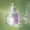 image:imageiDesign BPAFree Plastic Power Lock Suction Wall Storage Organizer Caddy  Bathroom Shower Bath Tub Mirrors ClearCorner Basket