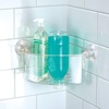 image:imageiDesign BPAFree Plastic Power Lock Suction Wall Storage Organizer Caddy  Bathroom Shower Bath Tub Mirrors ClearCorner Basket