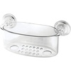 image:imageiDesign BPAFree Plastic Power Lock Suction Wall Storage Organizer Caddy  Bathroom Shower Bath Tub Mirrors ClearShower Basket  Large