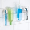image:imageiDesign BPAFree Plastic Power Lock Suction Wall Storage Organizer Caddy  Bathroom Shower Bath Tub Mirrors ClearShower Basket  Large