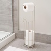 image:imageiDesign Classico Metal Toilet Tissue Roll Reserve Organizer for Bathroom Compact Organizer Holds 4 Rolls of Toilet Paper Satin Silver  Classico CollectionPc Satin