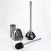 image:imageiDesign Compact Plunger Set White Set of 2  Toilet Brush Bathroom Cleaning StorageGray