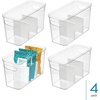 image:imageiDesign Crisp Divided Organizer Bin with Handles 6 x 8 x 14 ClearMatte WhitePack of 4