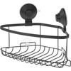 image:imageiDesign Everett Metal Push Lock Suction Shower Caddy Extra Space for Shampoo Conditioner and Soap with Hooks for Razors Towels Loofahs and More 111 x 49 x 654 Matte BlackCorner Basket