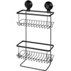 image:imageiDesign Everett Metal Push Lock Suction Shower Caddy Extra Space for Shampoo Conditioner and Soap with Hooks for Razors Towels Loofahs and More 111 x 49 x 654 Matte BlackShower Caddy