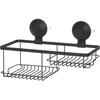 image:imageiDesign Everett Metal Push Lock Suction Shower Caddy Extra Space for Shampoo Conditioner and Soap with Hooks for Razors Towels Loofahs and More 111 x 49 x 654 Matte BlackCombo Basket