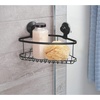 image:imageiDesign Everett Metal Push Lock Suction Shower Caddy Extra Space for Shampoo Conditioner and Soap with Hooks for Razors Towels Loofahs and More 111 x 49 x 654 Matte BlackCorner Basket