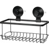 image:imageiDesign Everett Metal Push Lock Suction Shower Caddy Extra Space for Shampoo Conditioner and Soap with Hooks for Razors Towels Loofahs and More 91 x 453 x 363 Matte BlackMatte Black