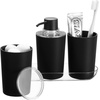 image:imageiDesign Fluted Plastic Bathroom Countertop or Vanity StorageSet of 2WhiteClear CanisterBlackClear