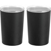 image:imageiDesign Fluted Plastic Bathroom Countertop or Vanity StorageSet of 2WhiteClear CanisterBlackClear