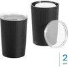 image:imageiDesign Fluted Plastic Bathroom Countertop or Vanity StorageSet of 2WhiteClear CanisterBlackClear