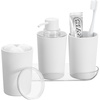 image:imageiDesign Fluted Plastic Bathroom Countertop or Vanity StorageSet of 2WhiteClear CanisterWhiteClear
