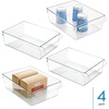 image:imageiDesign Fridge Storage Bin with Handle Clear  Fridge Tray For Cheeses and SnacksPack of 4