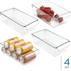 image:imageiDesign Fridge Storage Bin with Handle Set of 4 Clear  Fridge Tray for Meats and CheesesPack of 4