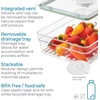 image:imageiDesign Large Fridge Produce Bin with Removable Drainage Tray and Lid  Set of 4  ClearWhitePack of 4