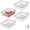 image:imageiDesign Large Fridge Produce Bin with Removable Drainage Tray and Lid  Set of 4  ClearWhitePack of 4