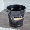 image:imageiDesign Metal Pail Trash Can for Bathroom Bedroom Home Office Dorm 1075 x 1075 x 105 White Finish with Vintage Black LetteringBlack