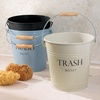 image:imageiDesign Metal Pail Trash Can for Bathroom Bedroom Home Office Dorm 1075 x 1075 x 105 White Finish with Vintage Black LetteringBlack