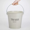 image:imageiDesign Metal Pail Trash Can for Bathroom Bedroom Home Office Dorm 1075 x 1075 x 105 White Finish with Vintage Black LetteringIvory
