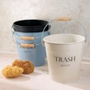 image:imageiDesign Metal Pail Trash Can for Bathroom Bedroom Home Office Dorm 1075 x 1075 x 105 White Finish with Vintage Black LetteringLight Blue
