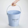 image:imageiDesign Metal Pail Trash Can for Bathroom Bedroom Home Office Dorm 1075 x 1075 x 105 White Finish with Vintage Black LetteringLight Blue