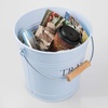 image:imageiDesign Metal Pail Trash Can for Bathroom Bedroom Home Office Dorm 1075 x 1075 x 105 White Finish with Vintage Black LetteringLight Blue
