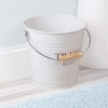 image:imageiDesign Metal Pail Trash Can for Bathroom Bedroom Home Office Dorm 1075 x 1075 x 105 White Finish with Vintage Black LetteringWhite