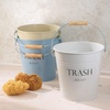 image:imageiDesign Metal Pail Trash Can for Bathroom Bedroom Home Office Dorm 1075 x 1075 x 105 White Finish with Vintage Black LetteringWhite